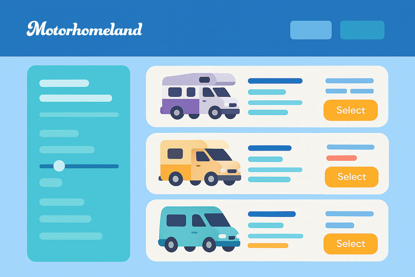 Pagina di comparatore per scegliere e prenotare un camper online.